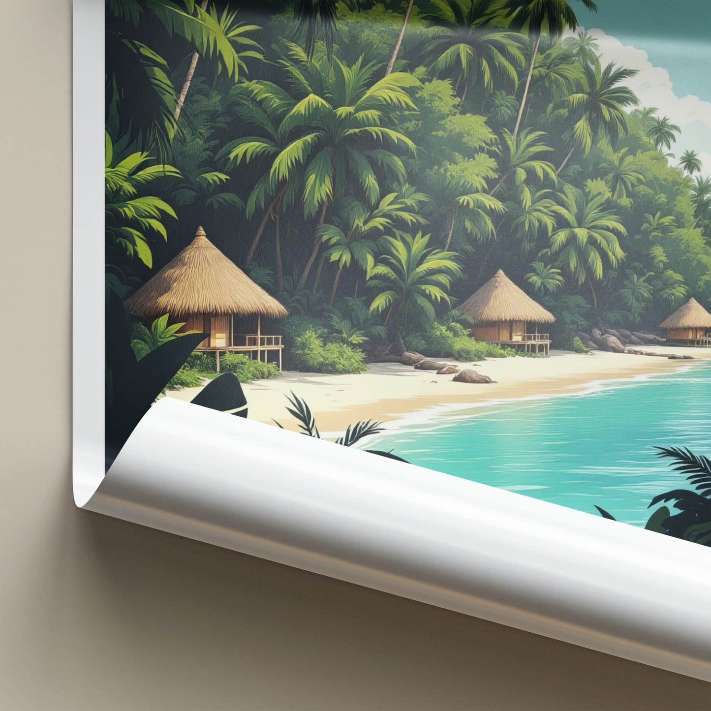 Isla Baru Poster - Colombia Travel Art - Tropical Beach Huts Home Decor