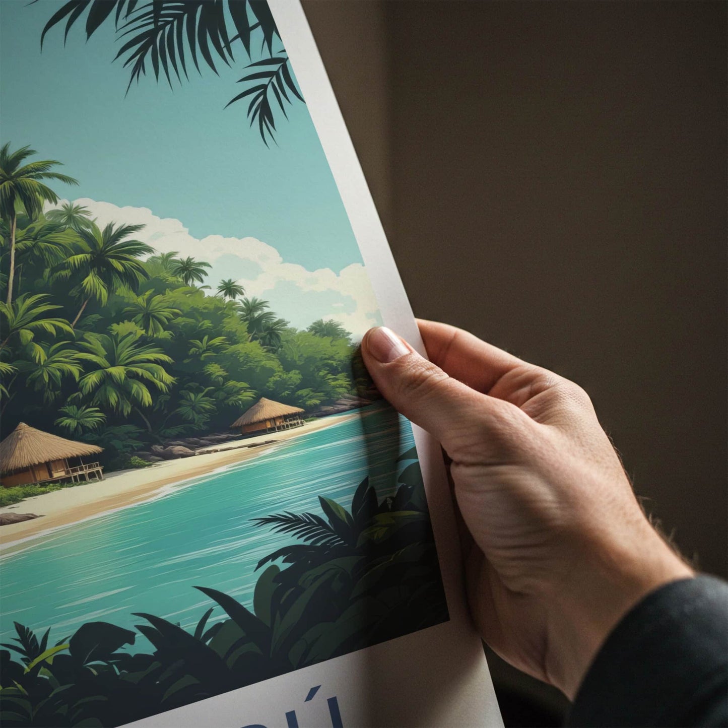 Isla Baru Poster - Colombia Travel Art - Tropical Beach Huts Home Decor