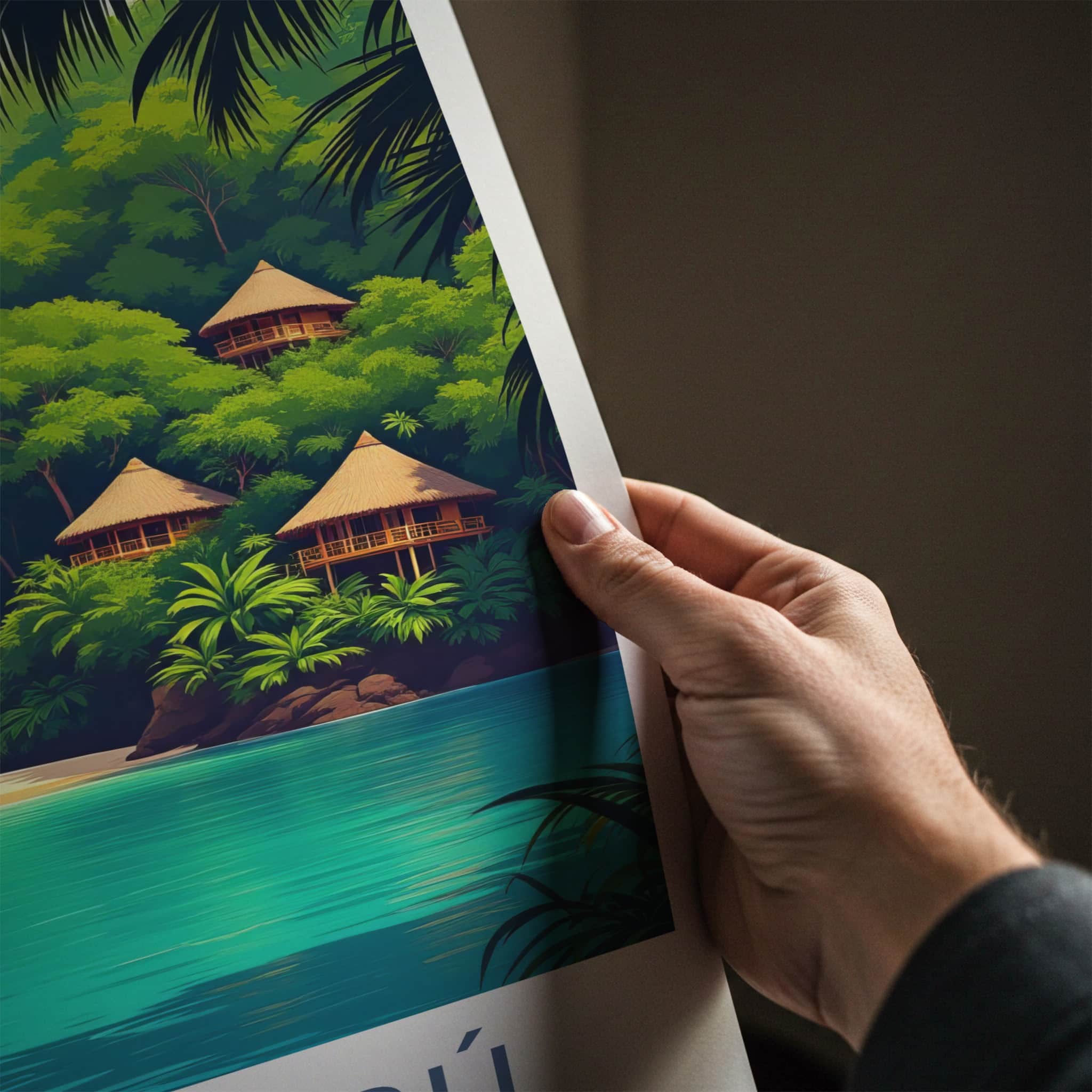ISLA BARU Poster - Colombia Travel Art - Tropical Beach Huts Home Decor