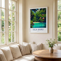 ISLA BARU Poster - Colombia Travel Art - Tropical Beach Huts Home Decor