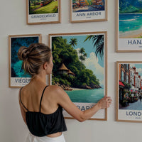 Isla Baru Poster - Colombia Travel Art - Tropical Beach Huts Wall Decor