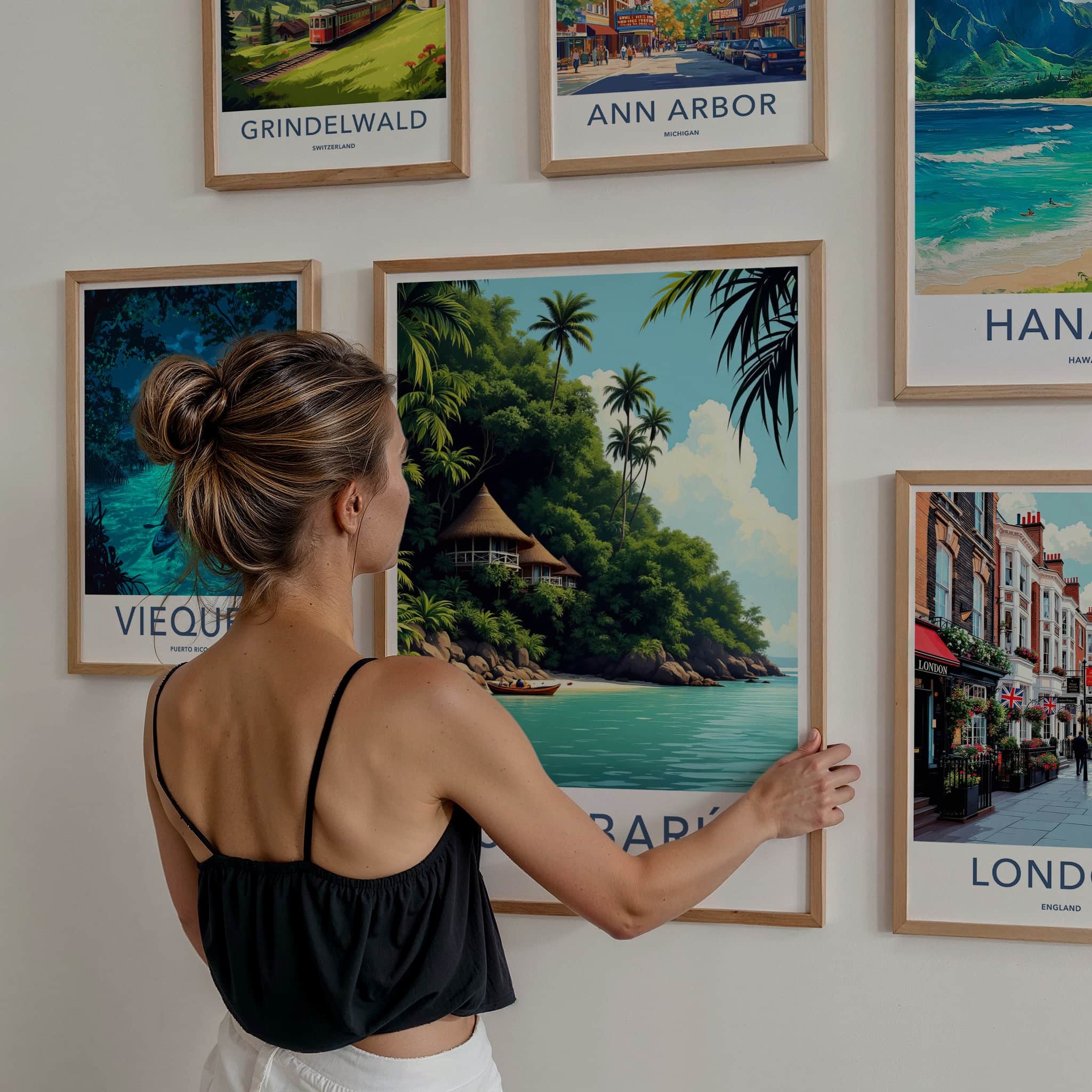 Isla Baru Poster - Colombia Travel Art - Tropical Beach Huts Wall Decor