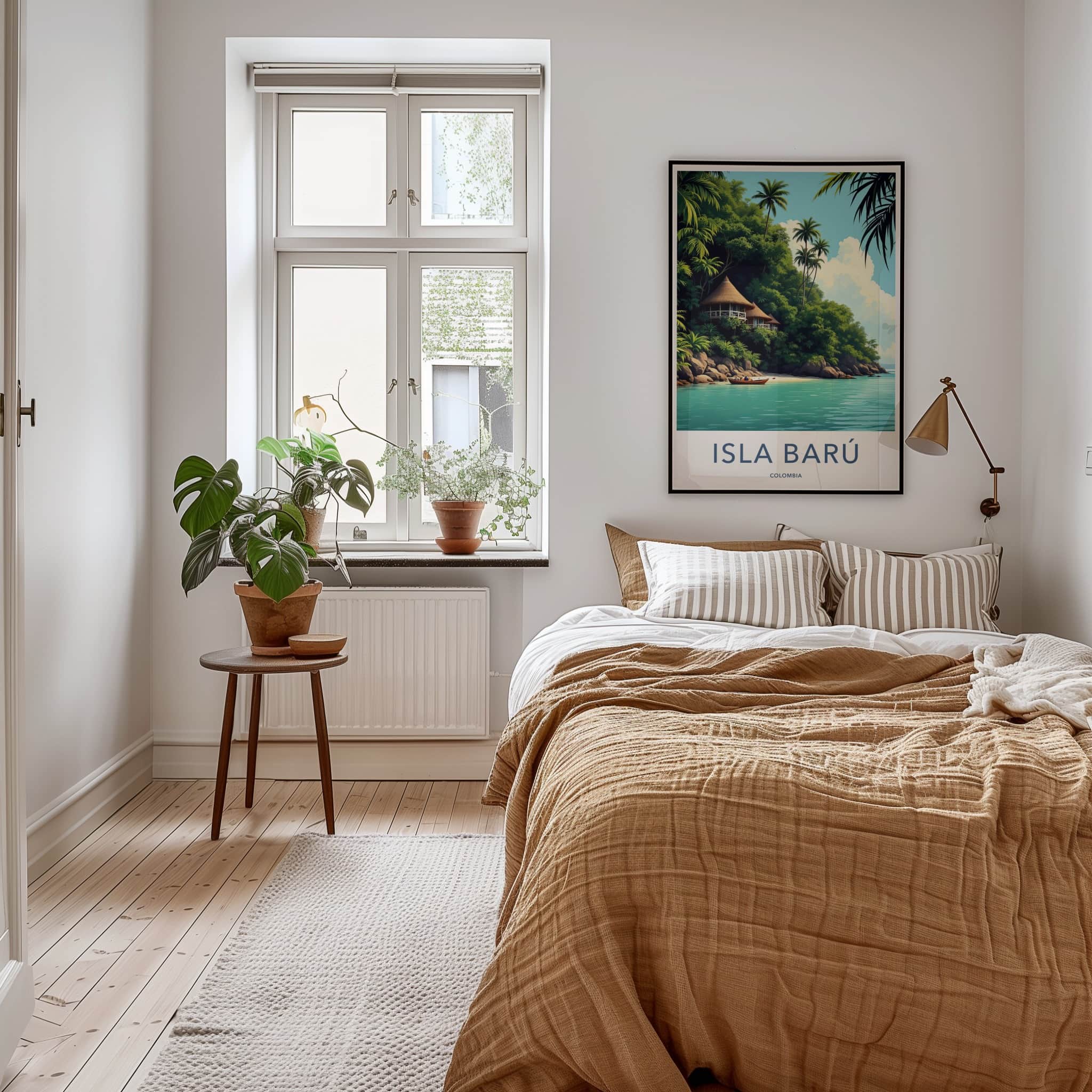 Isla Baru Poster - Colombia Travel Art - Tropical Beach Huts Wall Decor