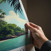 Isla Baru Poster - Colombia Travel Art - Tropical Beach Huts Wall Decor