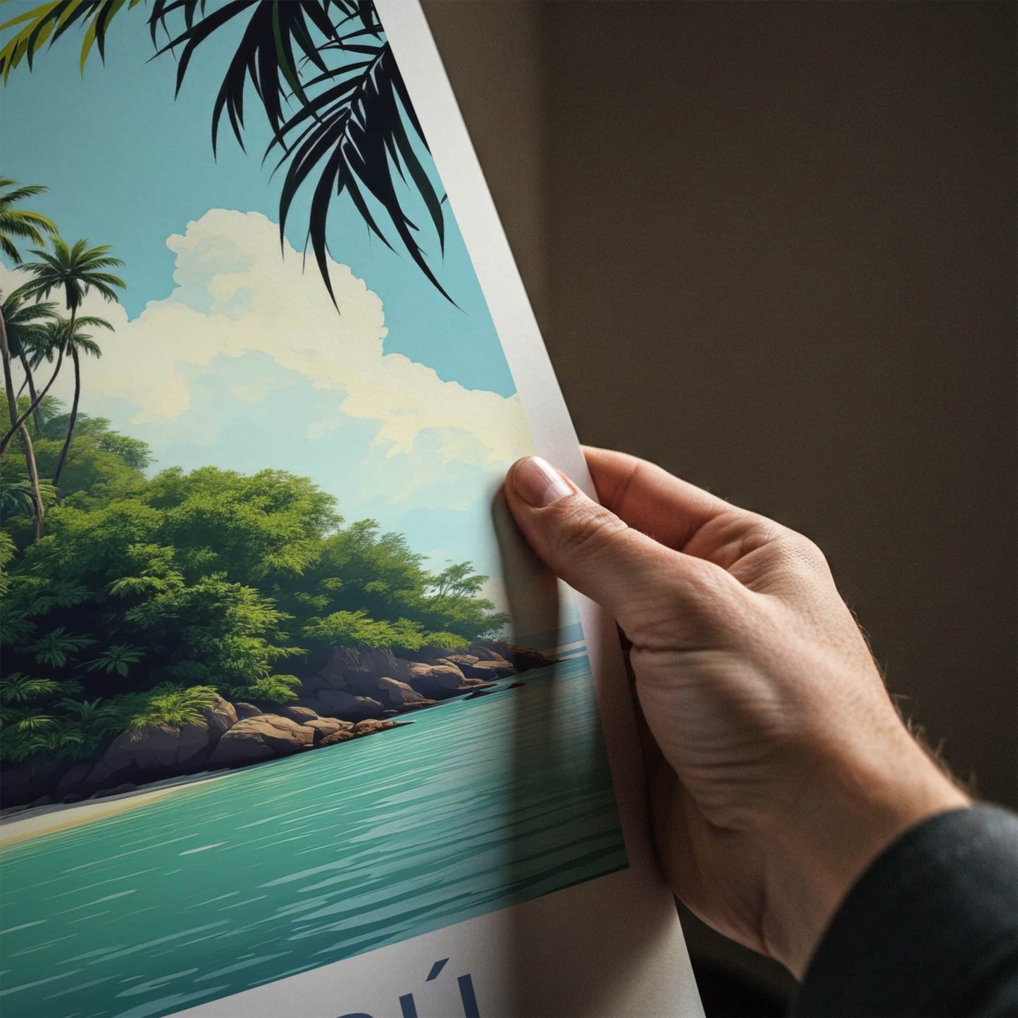 Isla Baru Poster - Colombia Travel Art - Tropical Beach Huts Wall Decor