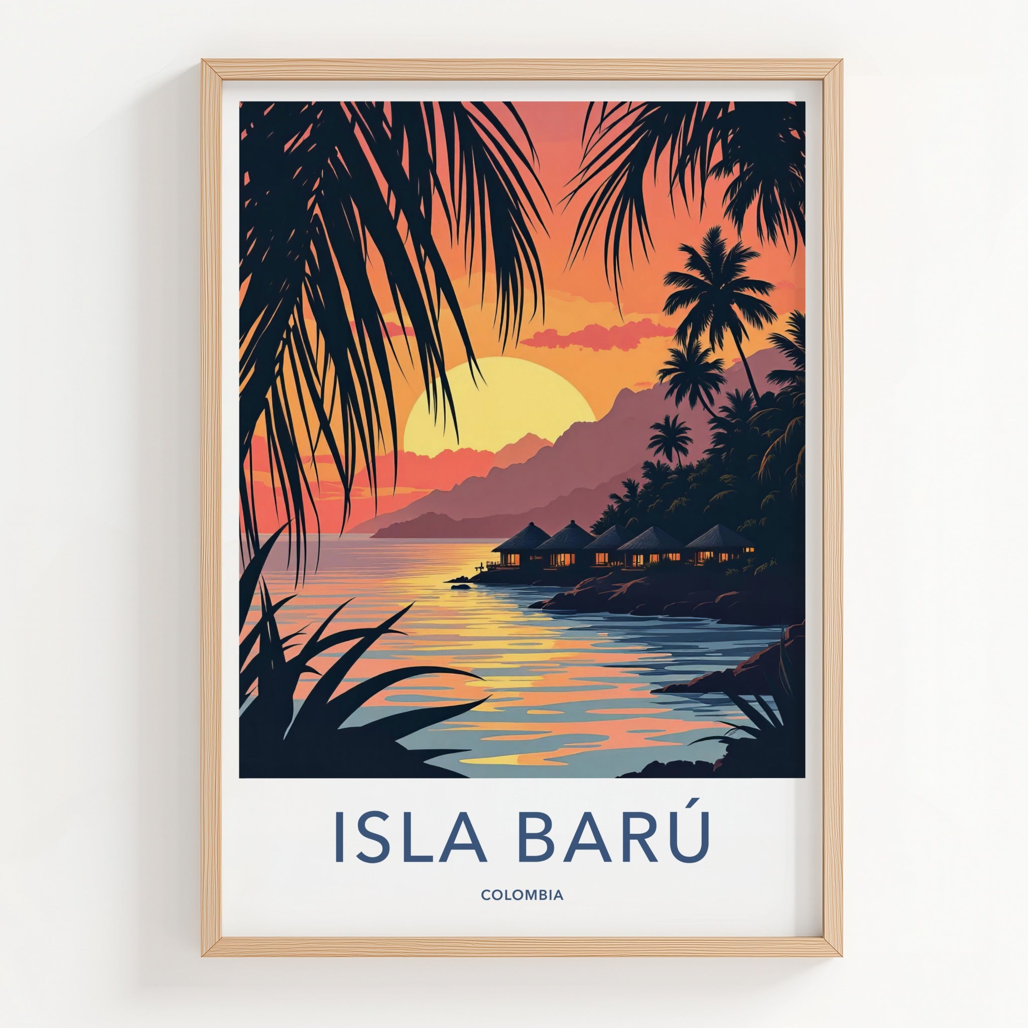 Isla Baru Poster - Colombia Travel Art - Tropical Island Sunset Home Decor