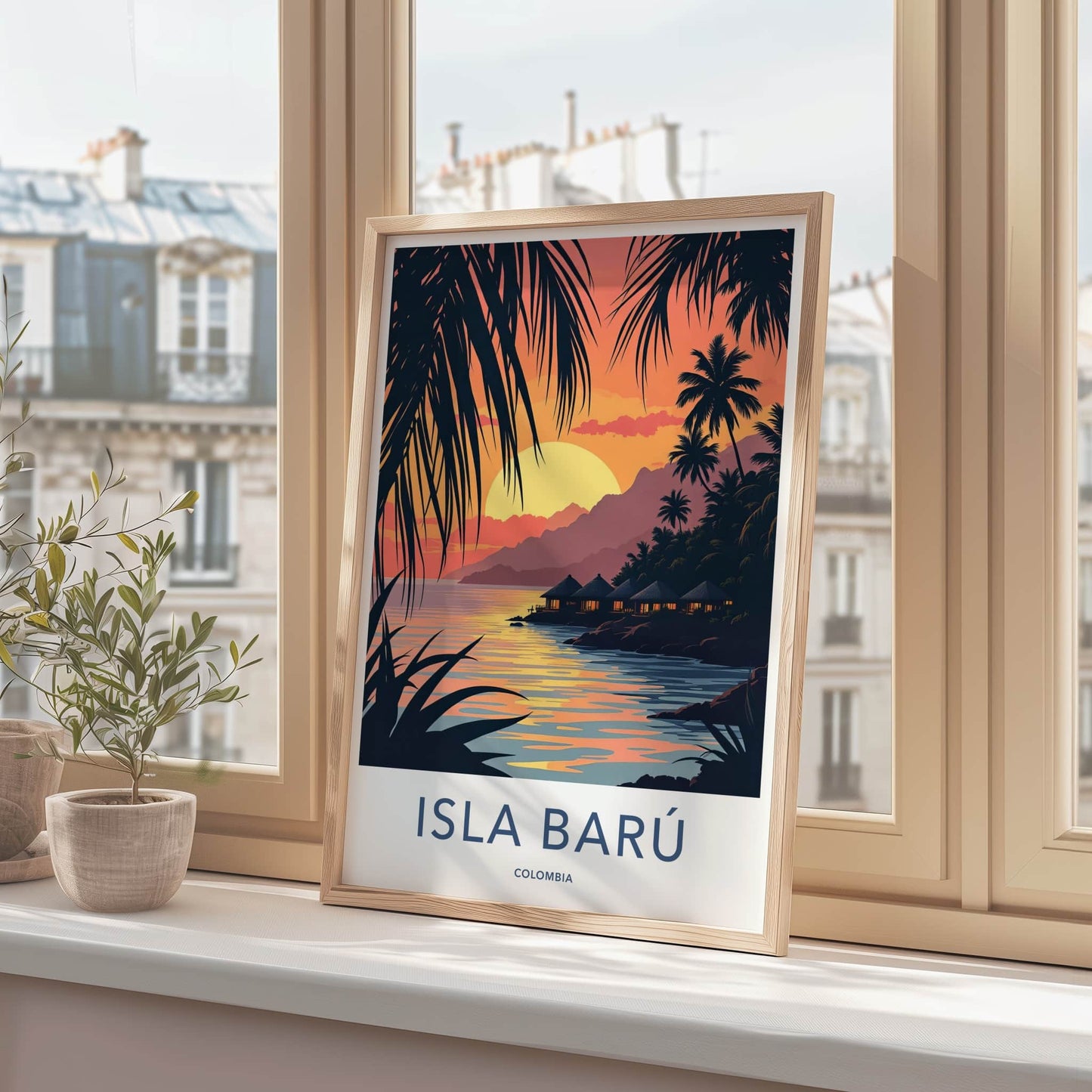 Isla Baru Poster - Colombia Travel Art - Tropical Island Sunset Home Decor