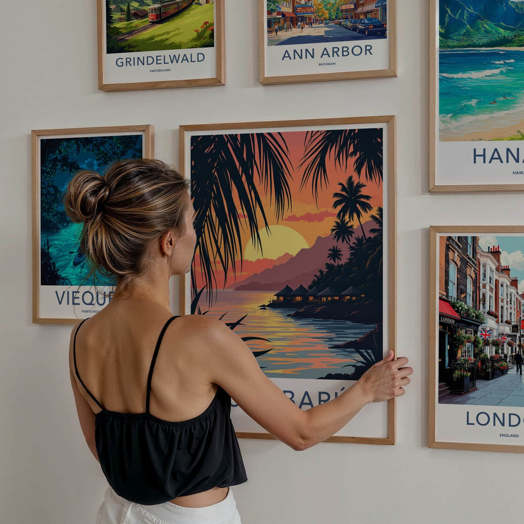 Isla Baru Poster - Colombia Travel Art - Tropical Island Sunset Home Decor