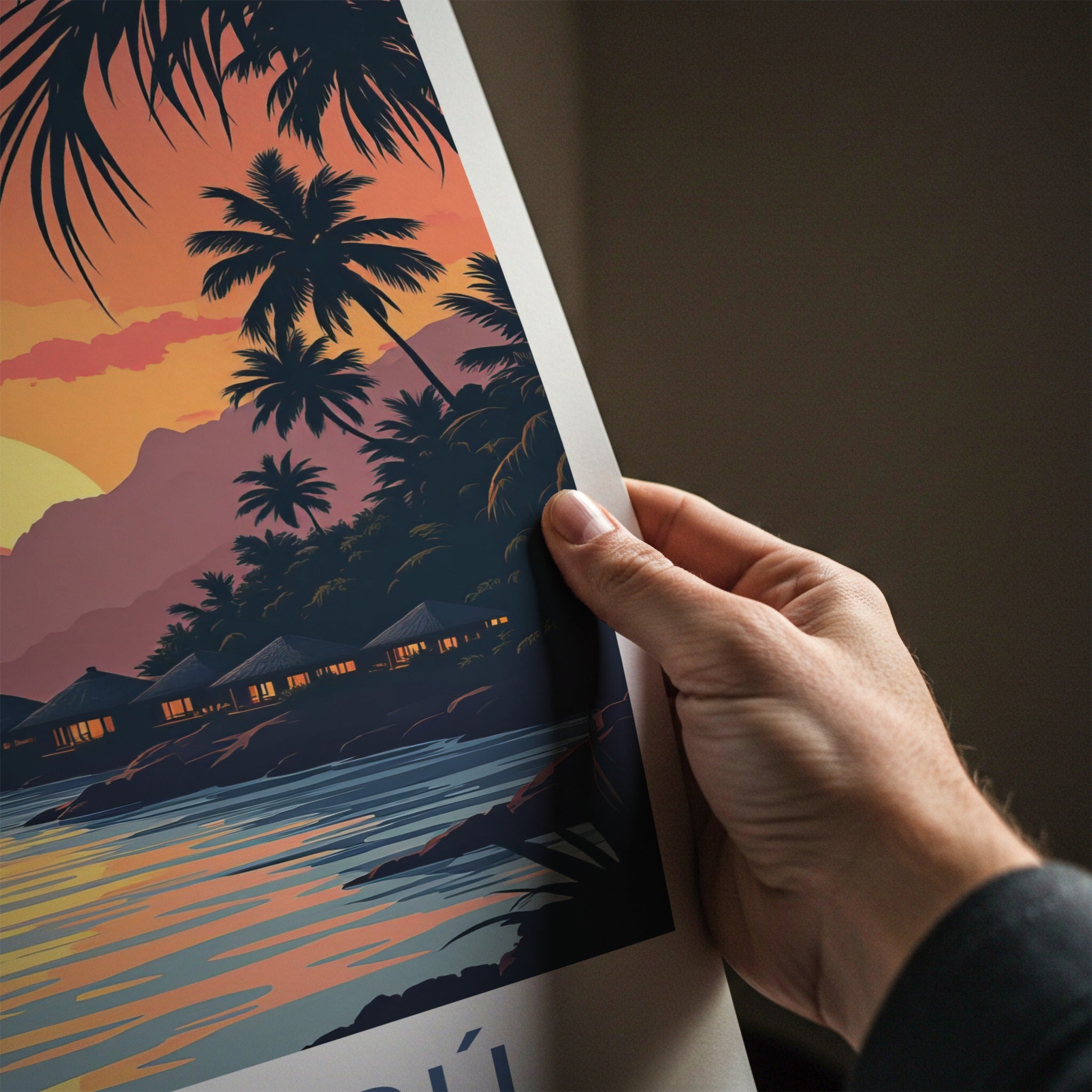 Isla Baru Poster - Colombia Travel Art - Tropical Island Sunset Home Decor