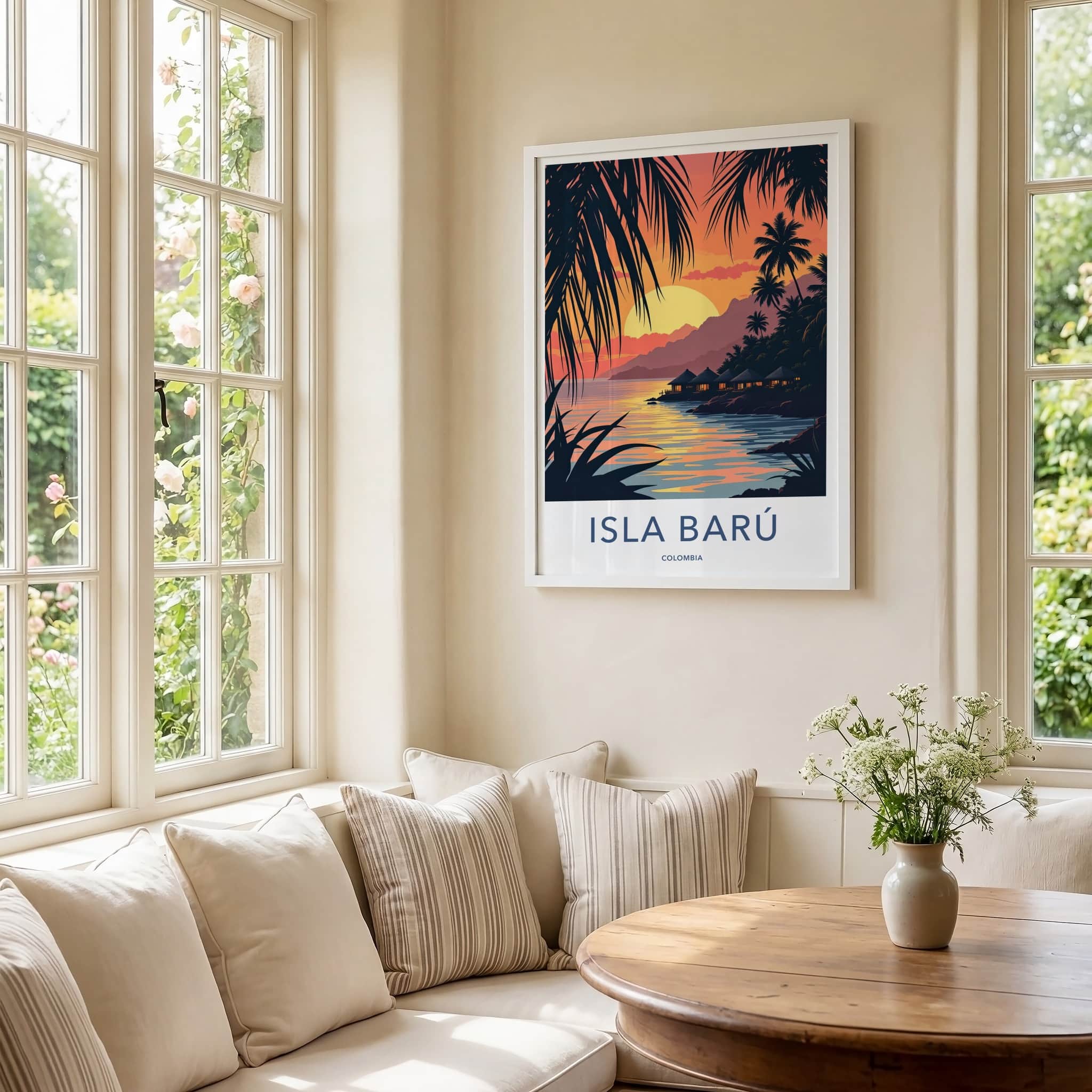 Isla Baru Poster - Colombia Travel Art - Tropical Island Sunset Home Decor