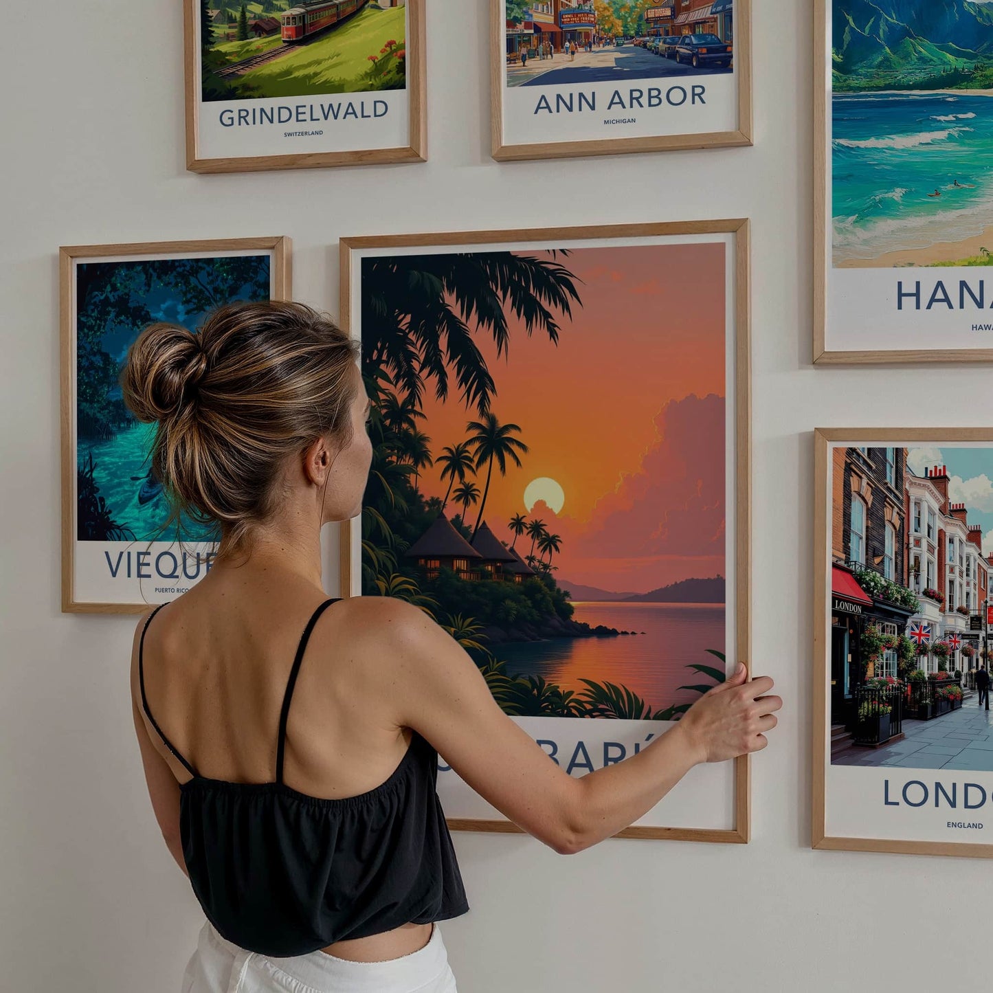 Isla Baru Poster - Colombia Travel Art - Tropical Sunset Bungalows Home Decor