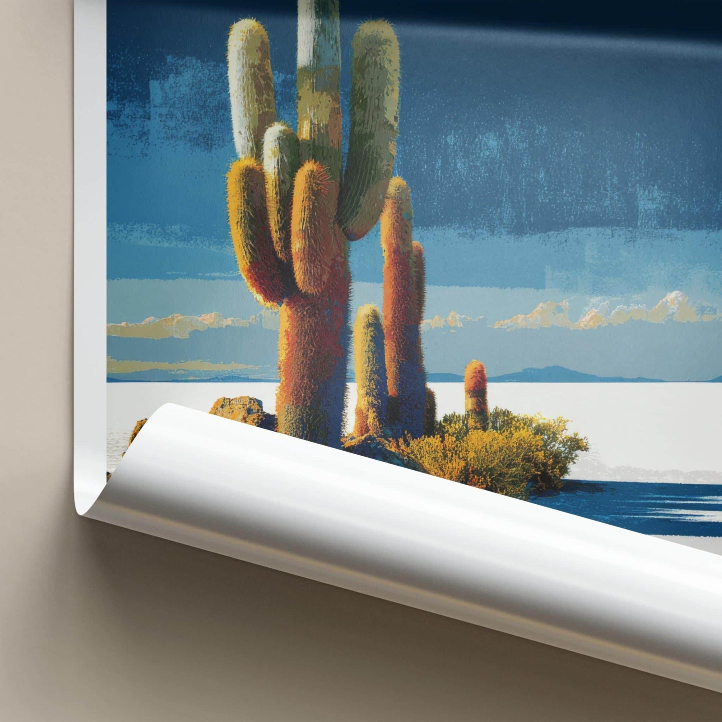Isla Incahuasi Poster - Bolivia Framed Print - Desert Cactus Saltflat Framed Decor
