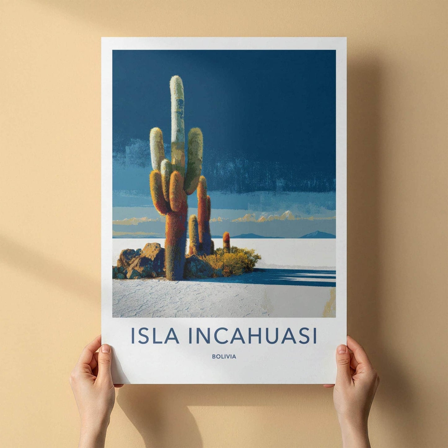 Isla Incahuasi Poster - Bolivia Framed Print - Desert Cactus Saltflat Framed Decor