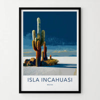 Isla Incahuasi Poster - Bolivia Framed Print - Desert Cactus Saltflat Framed Decor