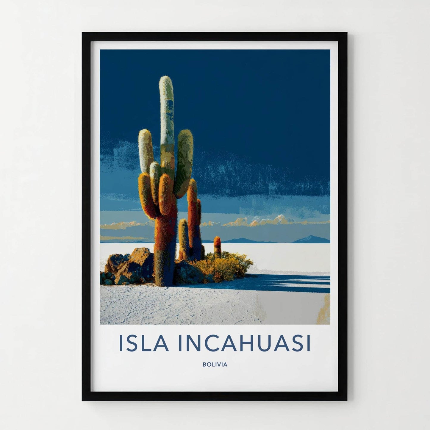 Isla Incahuasi Poster - Bolivia Framed Print - Desert Cactus Saltflat Framed Decor
