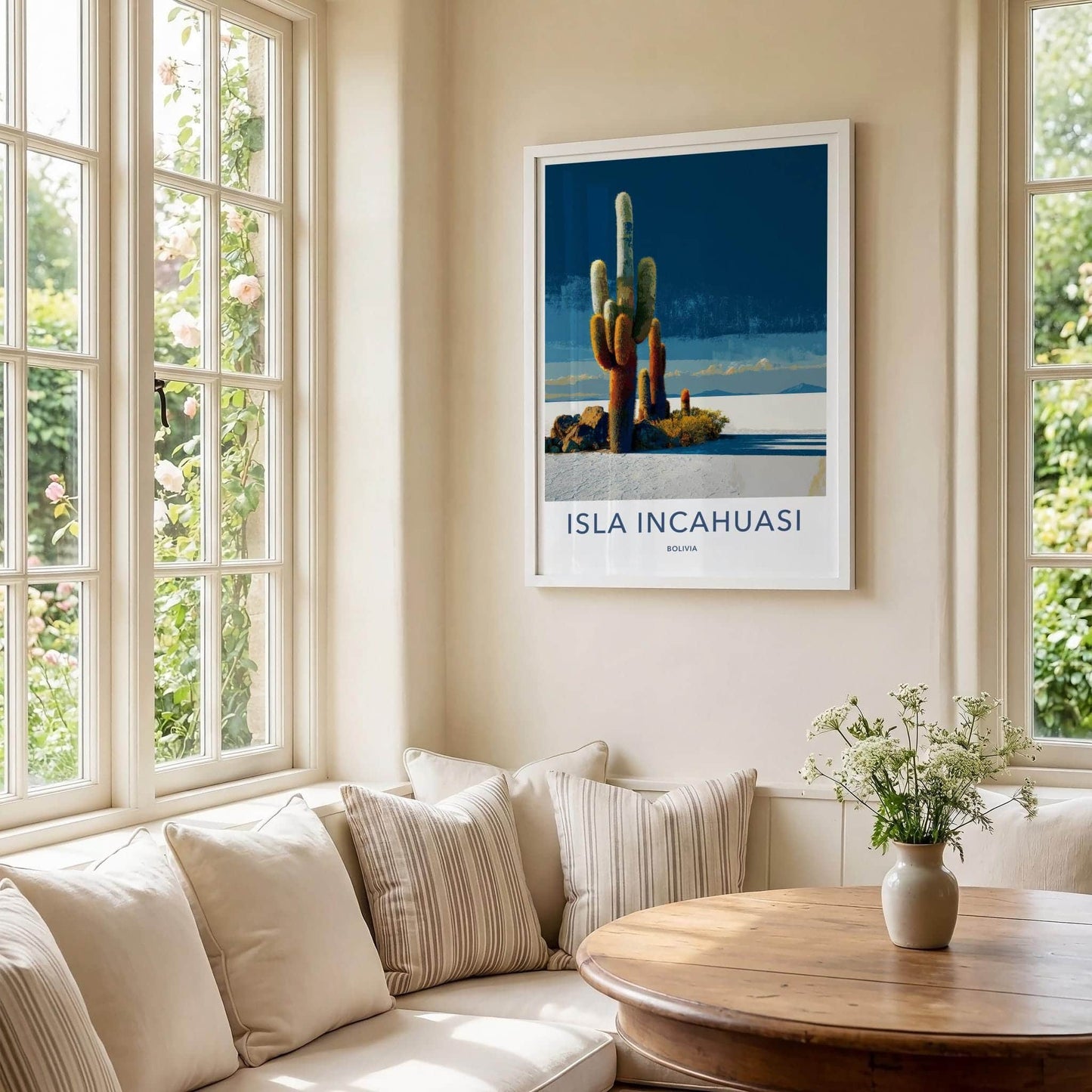 Isla Incahuasi Poster - Bolivia Framed Print - Desert Cactus Saltflat Framed Decor