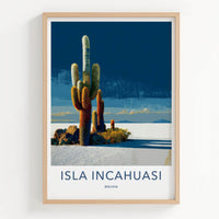 Isla Incahuasi Poster - Bolivia Framed Print - Desert Cactus Saltflat Framed Decor
