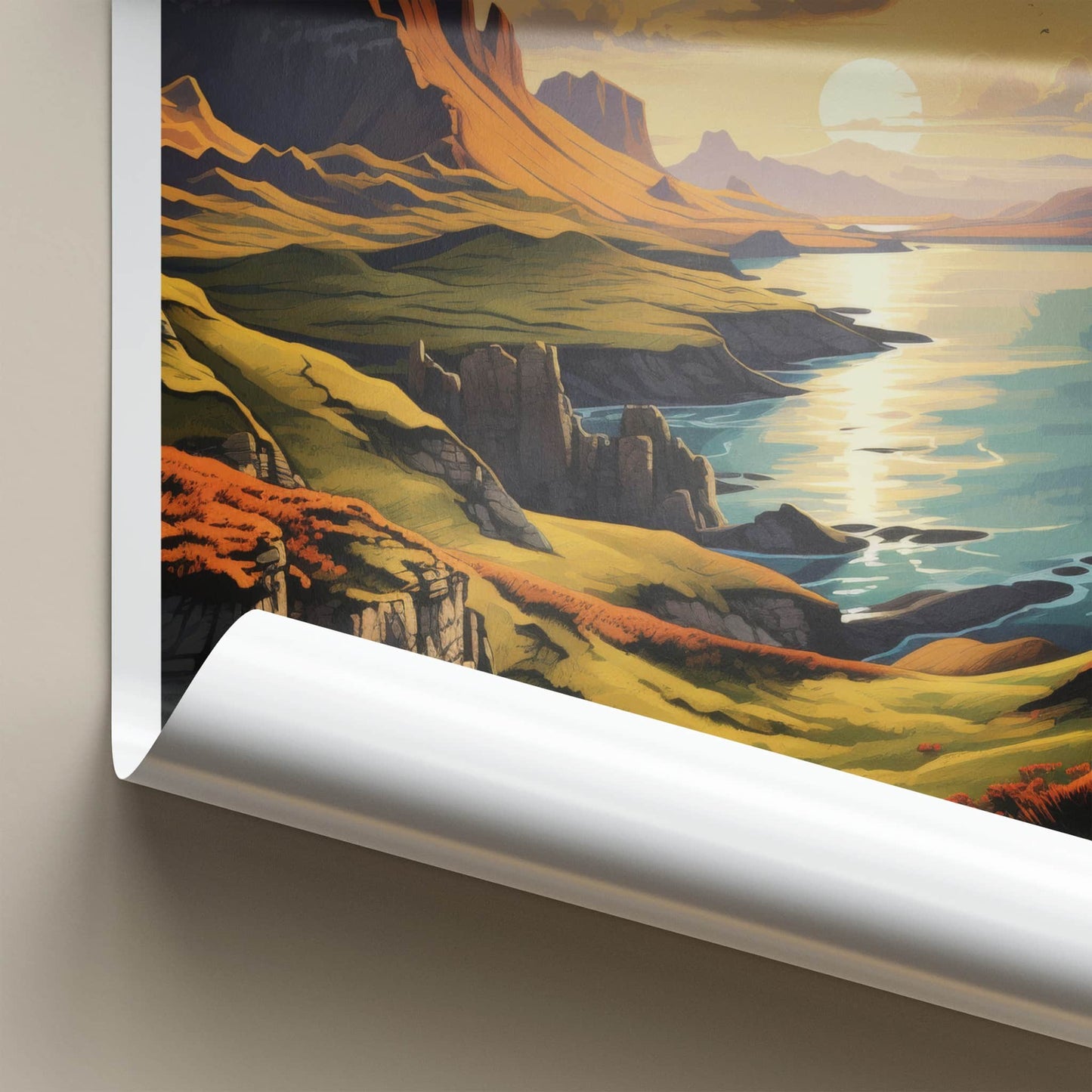 Isle Of Skye Poster - Scotland Travel Art - Lochside Sunset Hills Home Decor