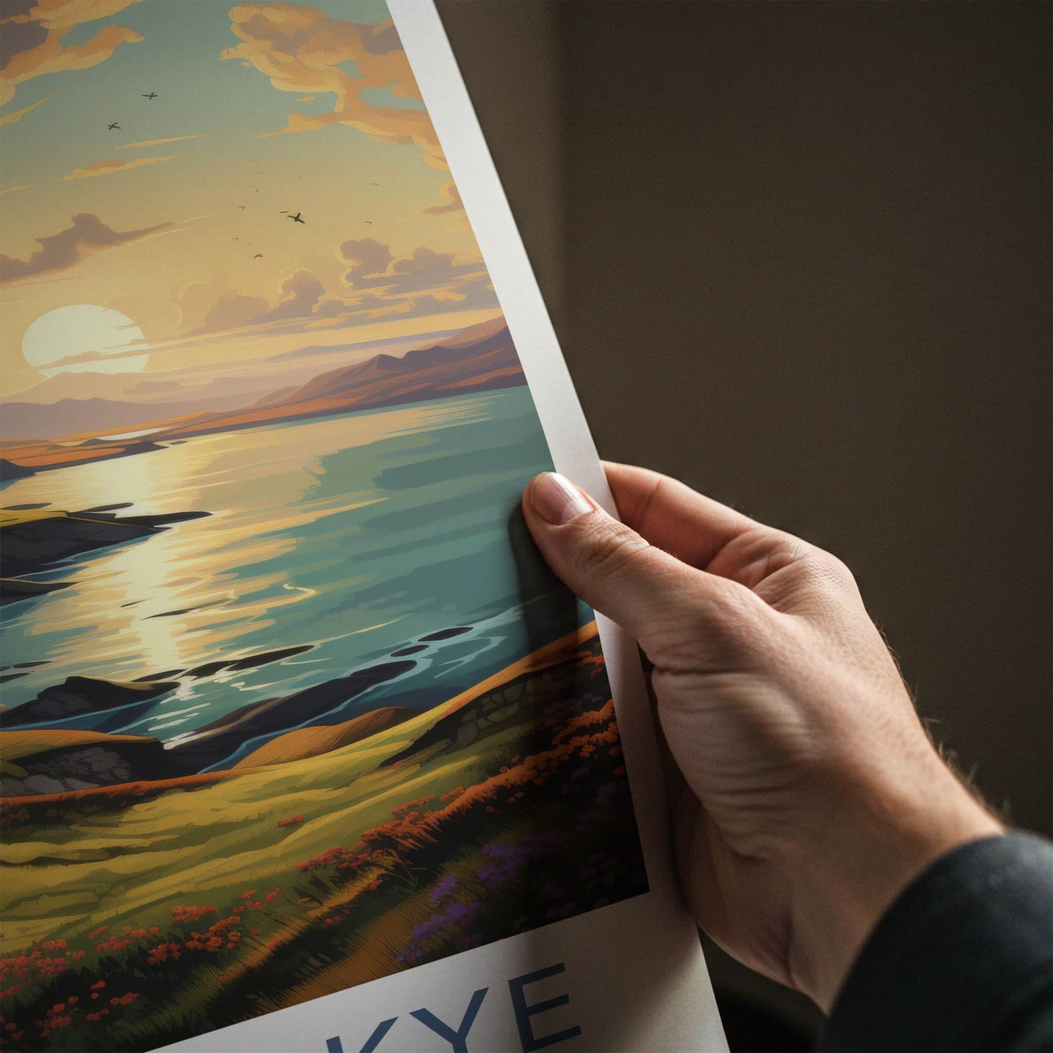 Isle Of Skye Poster - Scotland Travel Art - Lochside Sunset Hills Home Decor