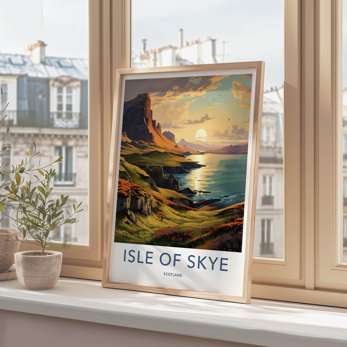 Isle Of Skye Poster - Scotland Travel Art - Lochside Sunset Hills Home Decor