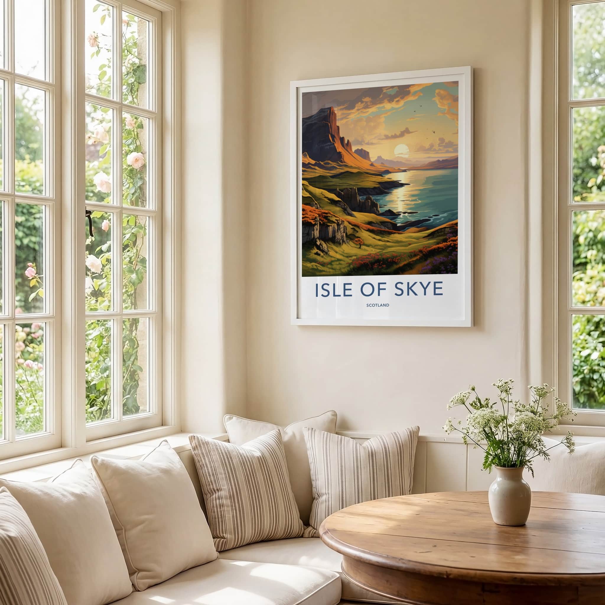 Isle Of Skye Poster - Scotland Travel Art - Lochside Sunset Hills Home Decor