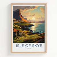 Isle Of Skye Poster - Scotland Travel Art - Lochside Sunset Hills Home Decor