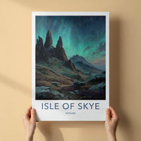 Isle of Skye Poster - Scotland Travel Art - Northern Lights Peaks Home Decor