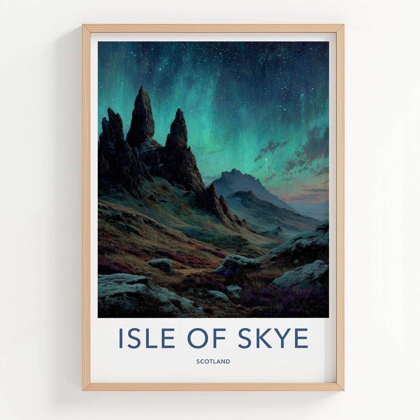 Isle of Skye Poster - Scotland Travel Art - Northern Lights Peaks Home Decor