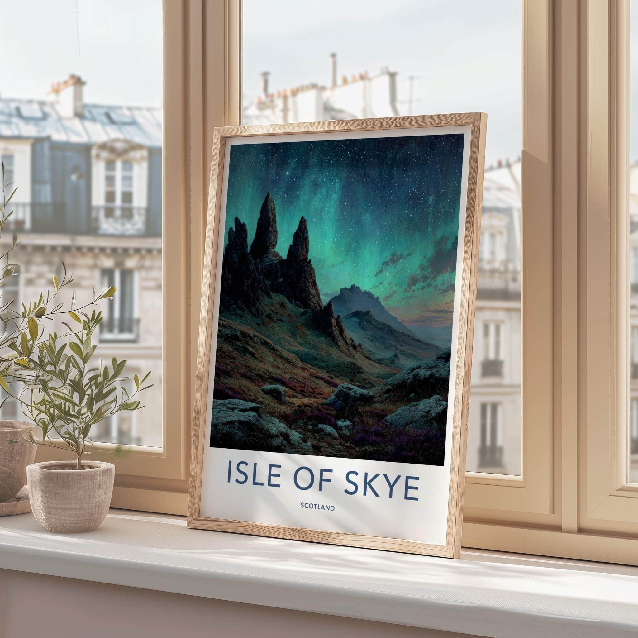 Isle of Skye Poster - Scotland Travel Art - Northern Lights Peaks Home Decor