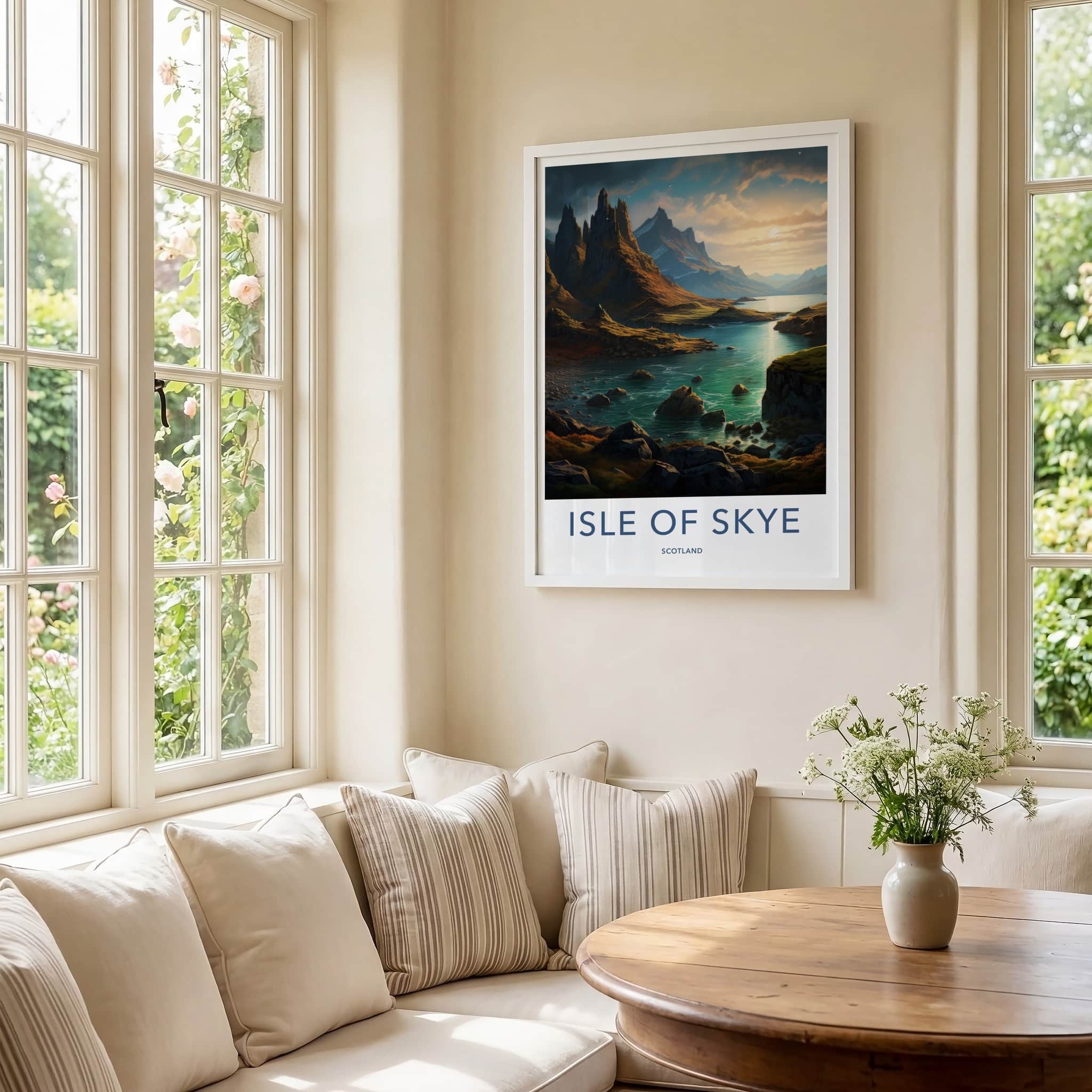 Isle Of Skye Poster - Scotland Travel Art - Rugged Mountain Lake Home Decor