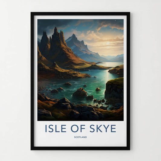 Isle Of Skye Poster - Scotland Travel Art - Rugged Mountain Lake Home Decor