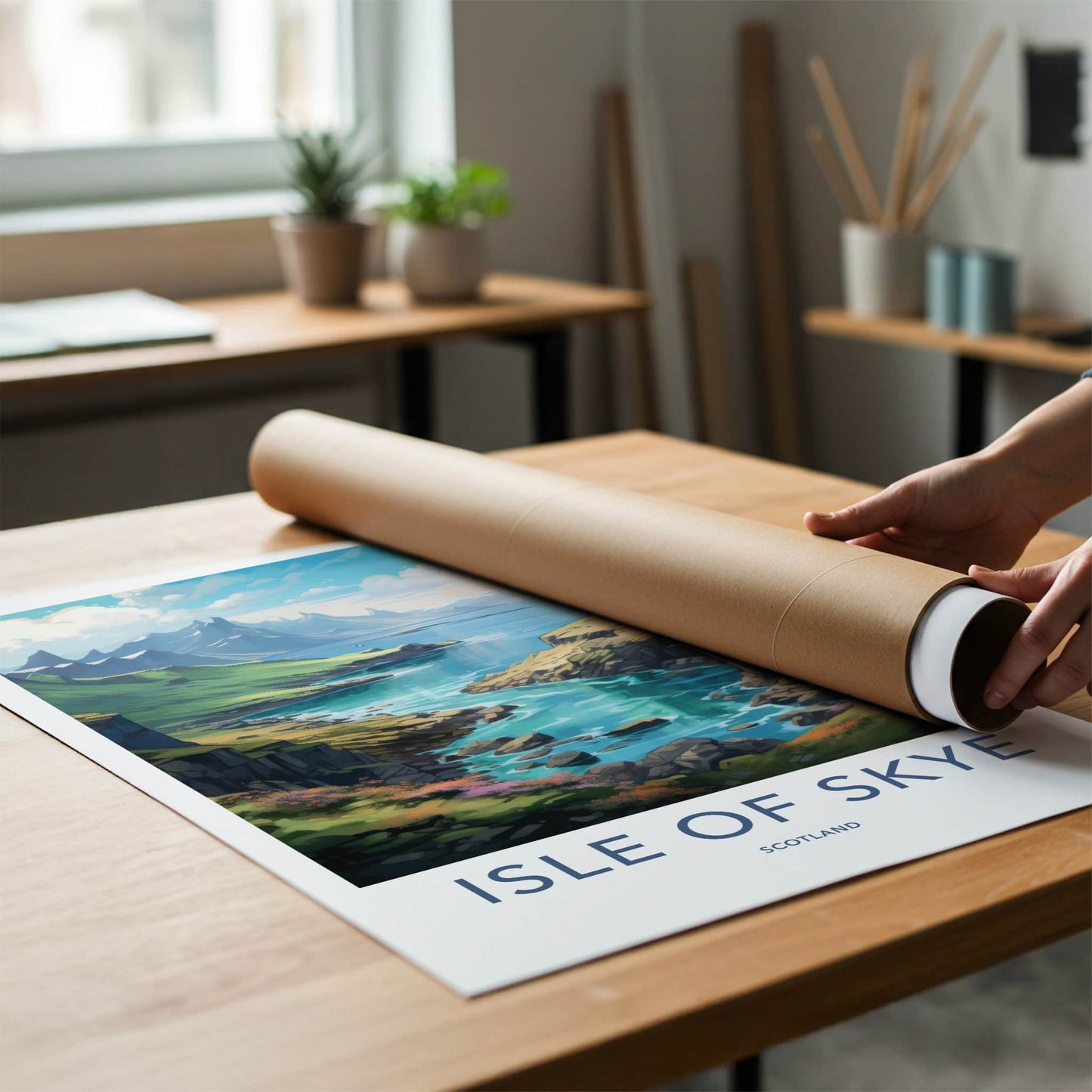 Isle of Skye Poster - Scotland Travel Art - Verdant River Valley Home Decor