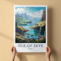 Isle of Skye Poster - Scotland Travel Art - Verdant River Valley Home Decor