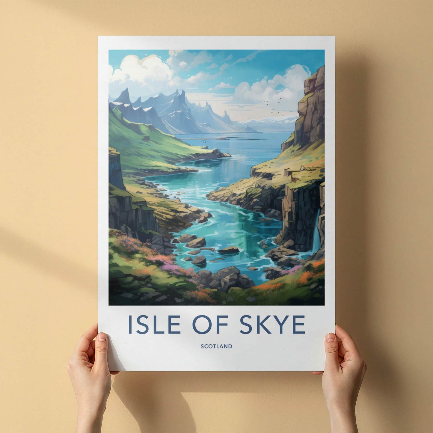 Isle of Skye Poster - Scotland Travel Art - Verdant River Valley Home Decor