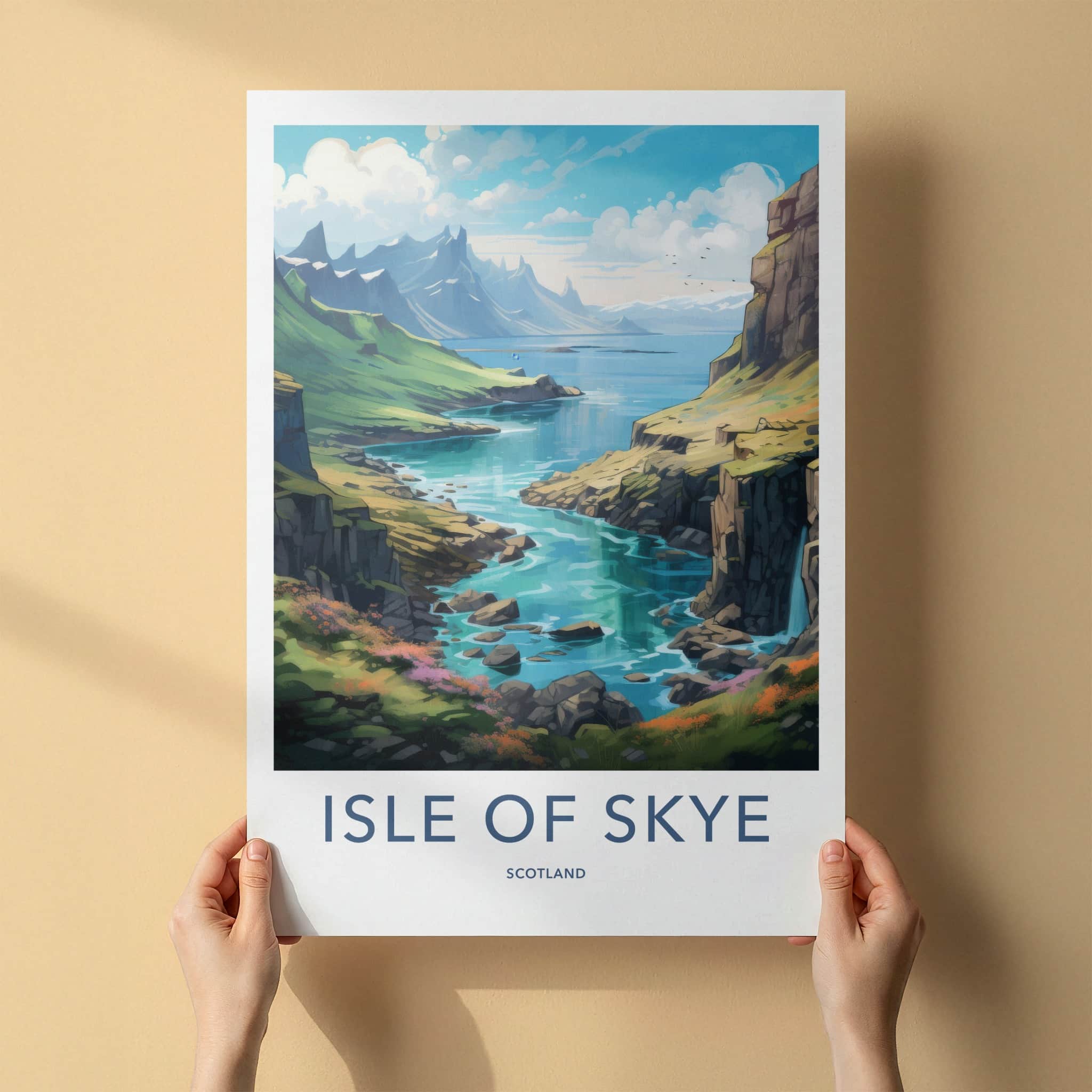 Isle of Skye Poster - Scotland Travel Art - Verdant River Valley Home Decor