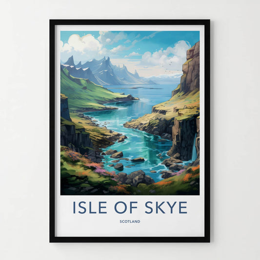 Isle of Skye Poster - Scotland Travel Art - Verdant River Valley Home Decor