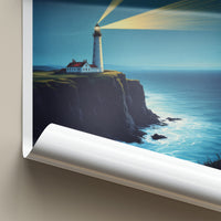 Isle of Wight Poster - England Travel Art - Cliffside Lighthouse Beams Wall Decor