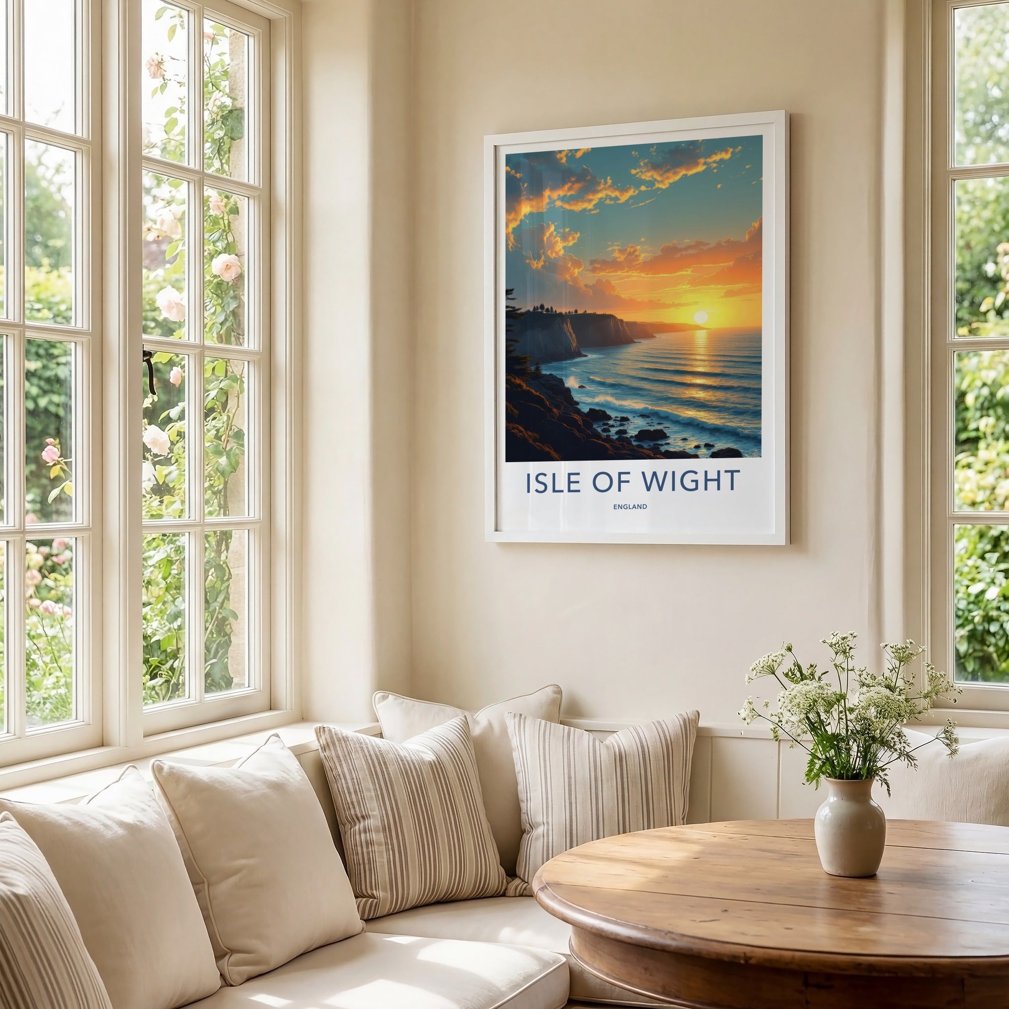 Isle of Wight Poster - England Travel Art - Golden Ocean Cliffs Home Decor