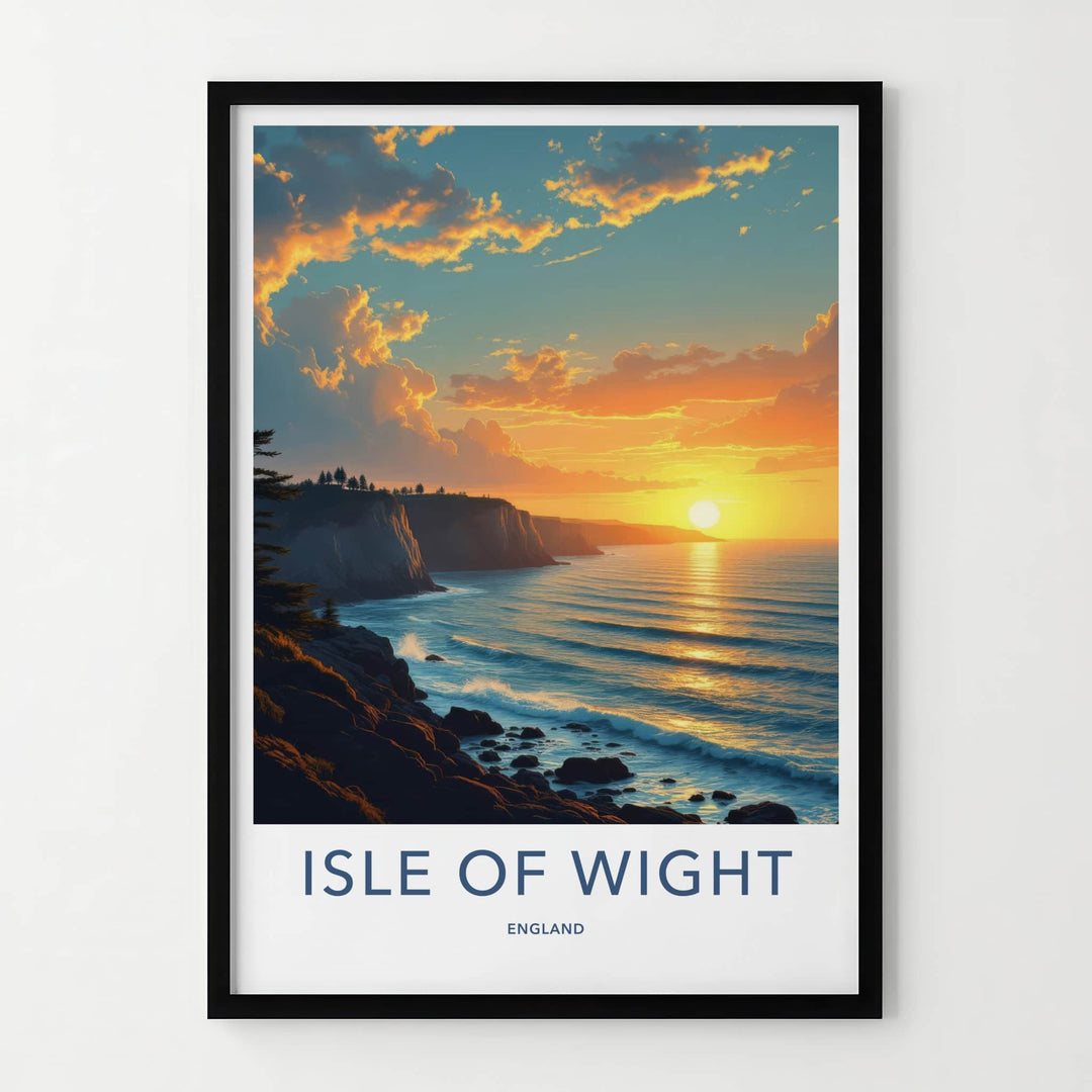 Isle of Wight Poster - England Travel Art - Golden Ocean Cliffs Home Decor