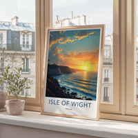 Isle of Wight Poster - England Travel Art - Golden Ocean Cliffs Home Decor