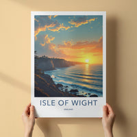 Isle of Wight Poster - England Travel Art - Golden Ocean Cliffs Home Decor