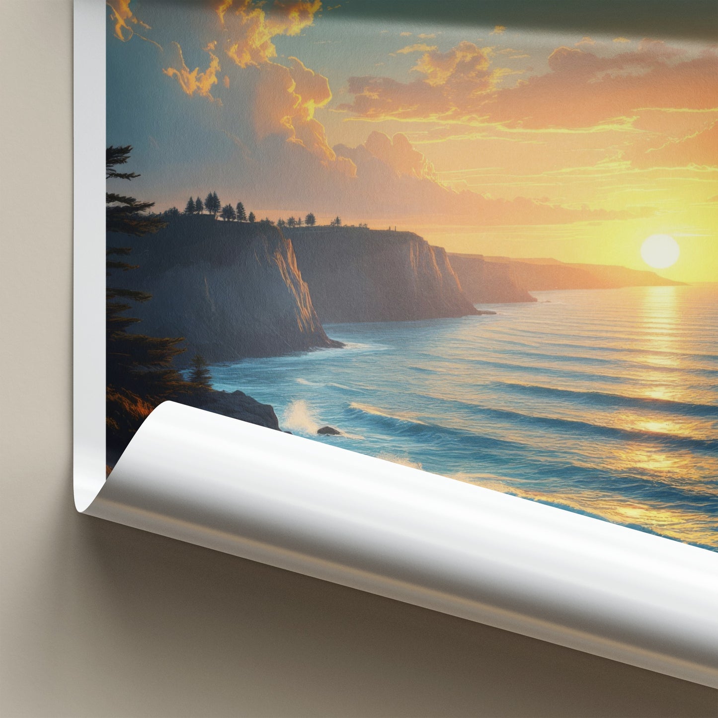 Isle of Wight Poster - England Travel Art - Golden Ocean Cliffs Home Decor