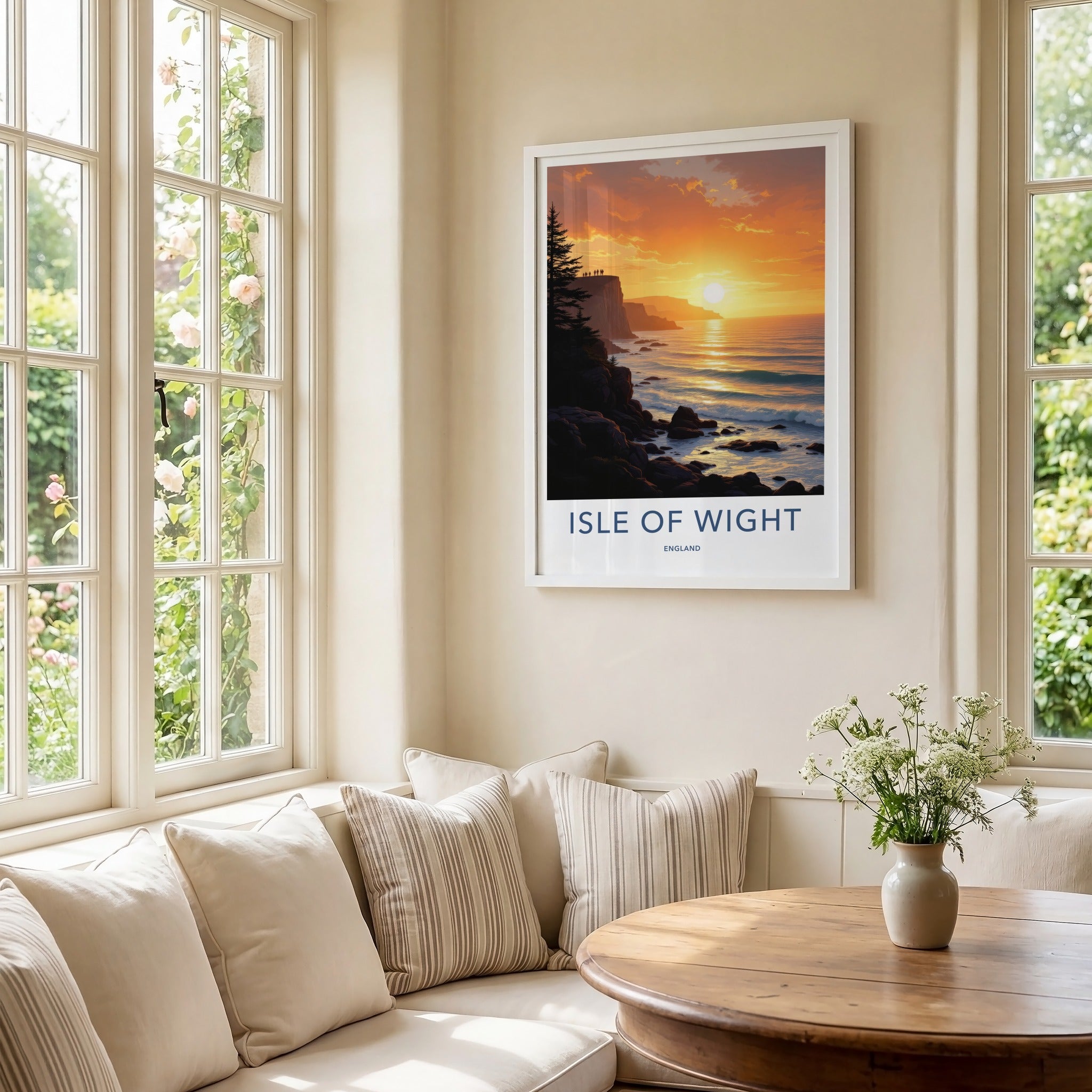 Isle Of Wight Poster - England Travel Art - People Cliff Sunset Home Decor