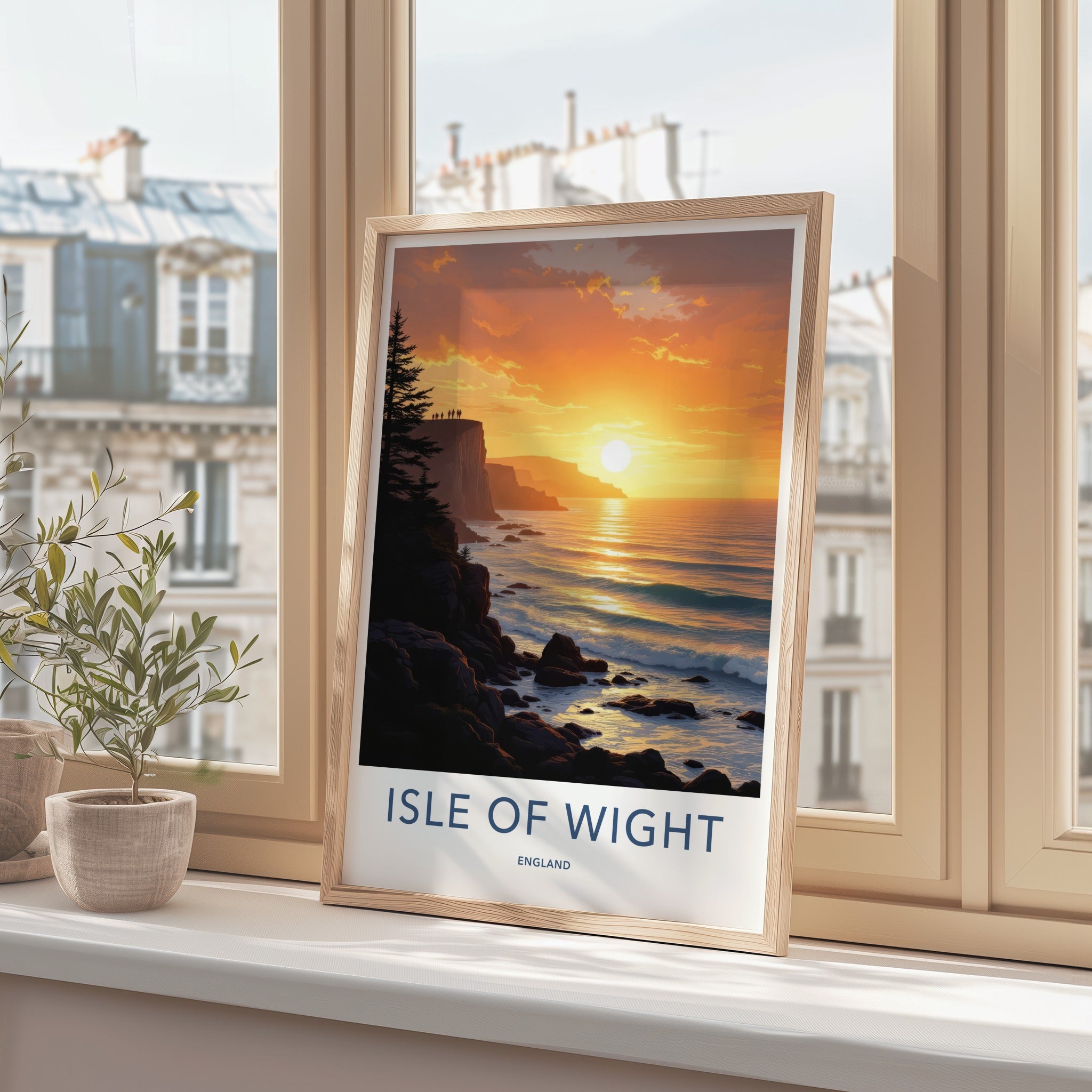 Isle Of Wight Poster - England Travel Art - People Cliff Sunset Home Decor