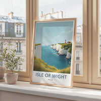 Isle Of Wight Poster - England Travel Art - White Cliffs Lighthouse Wall Decor