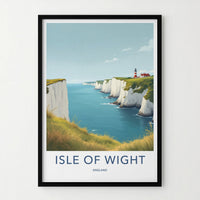 Isle Of Wight Poster - England Travel Art - White Cliffs Lighthouse Wall Decor