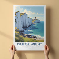 Isle of Wight Poster - England Travel Art - White Cliffs Lighthouse Wall Decor 2