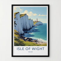 Isle of Wight Poster - England Travel Art - White Cliffs Lighthouse Wall Decor 2