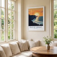 Isle Of Wight Poster - United Kingdom Travel Art - Orange Sunset Cliffs Home Decor