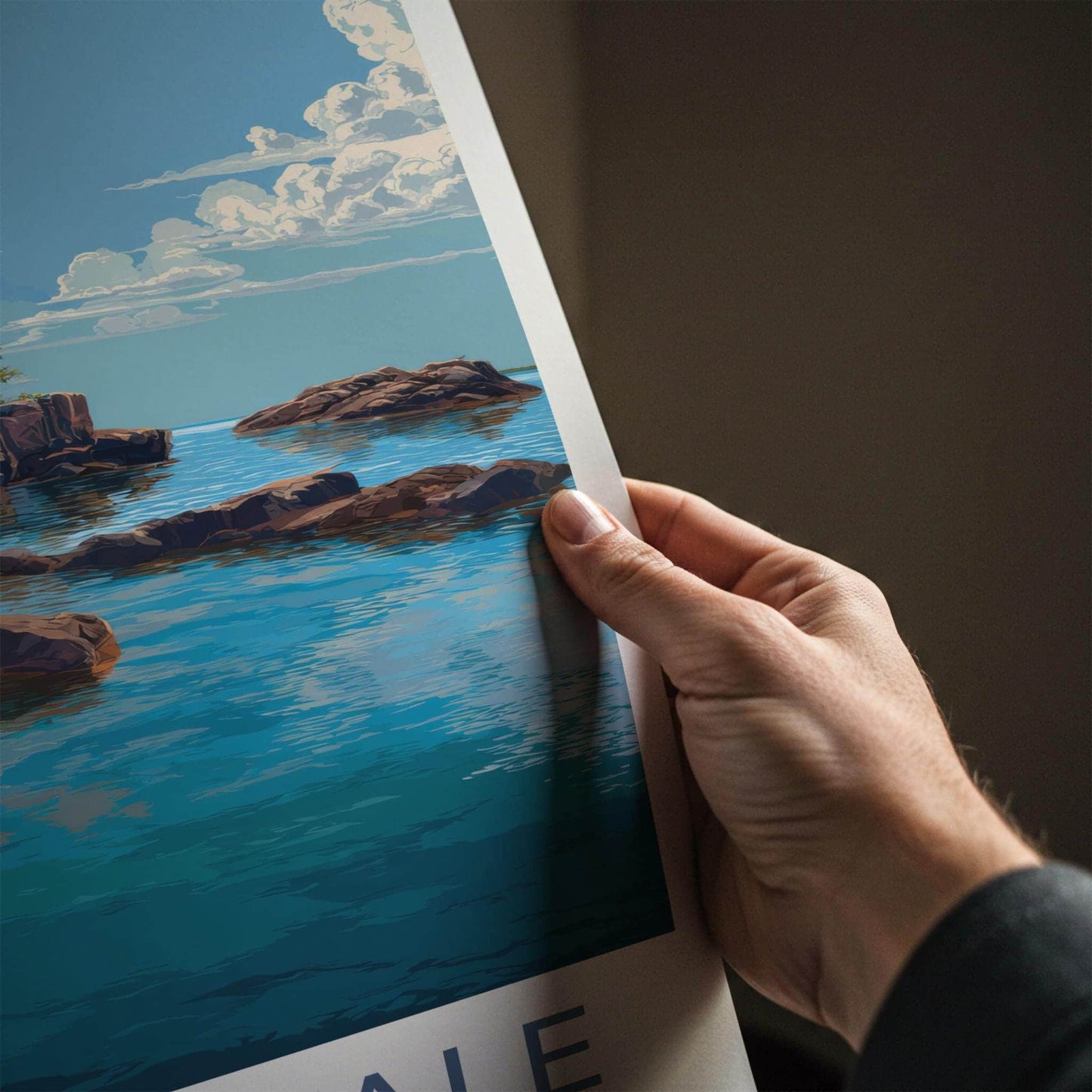 Isle Royale Poster - Michigan Travel Art - Rocky Cliff Pine Home Decor